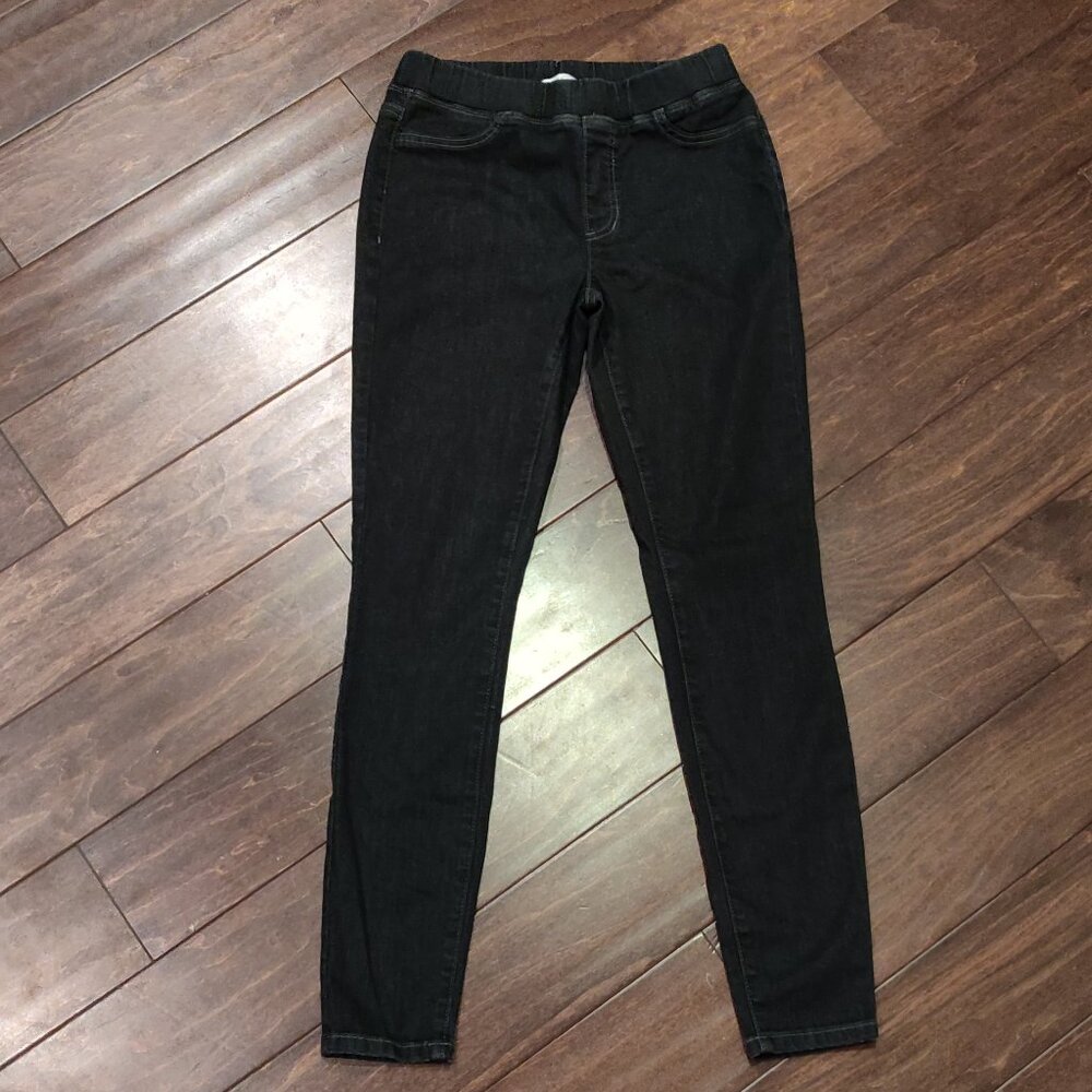 Eileen Fisher Organic Cotton Pull On Stretch Black Denim Jeggings SIZE XS